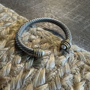 Faux Silver Gold Braided Cable Bangle Bracelet Faux Pearl‎ Fashion Costume